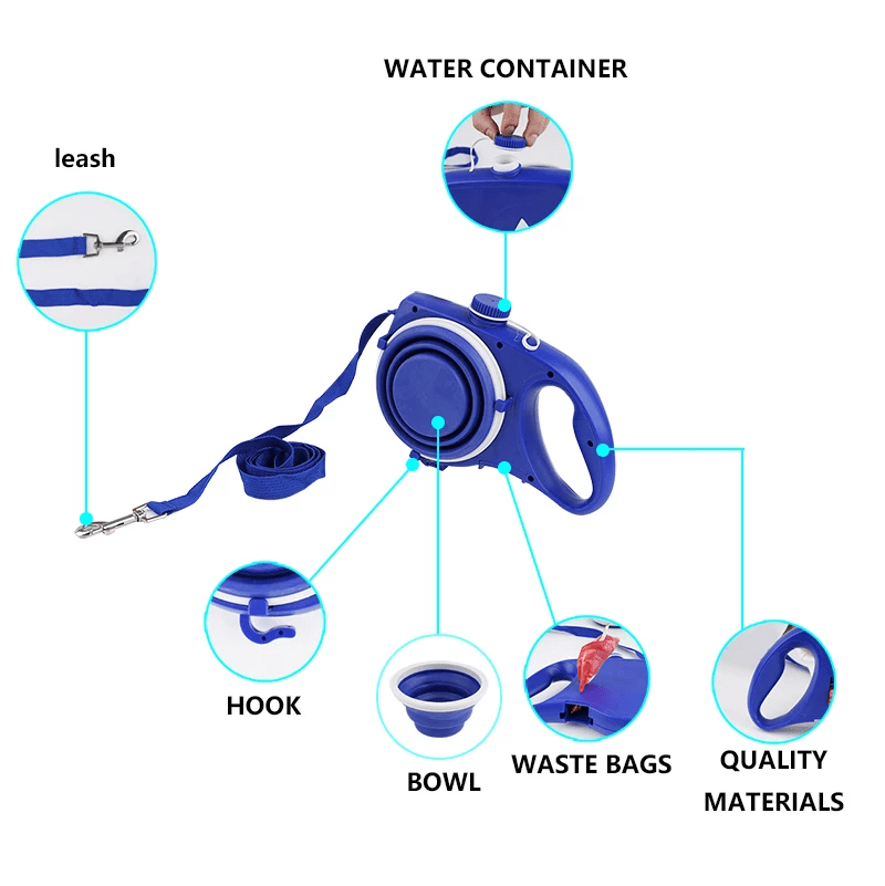 Multifunctional Dog Leash with Bowl